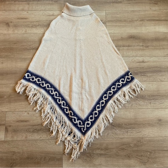 Vintage Northern Reflections Poncho fringe one size cotton cardigan - Picture 6 of 12